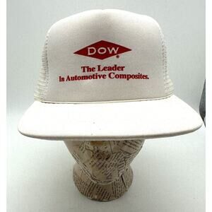 Vintage DOW Automotive White Trucker Mesh Hat Speedway
